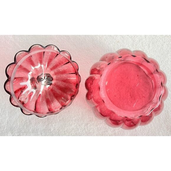 VTG Pink Glass Pumpkin Candy Dish Storage Container 5.5"D x 6"H Trinket Dish - Picture 4 of 12